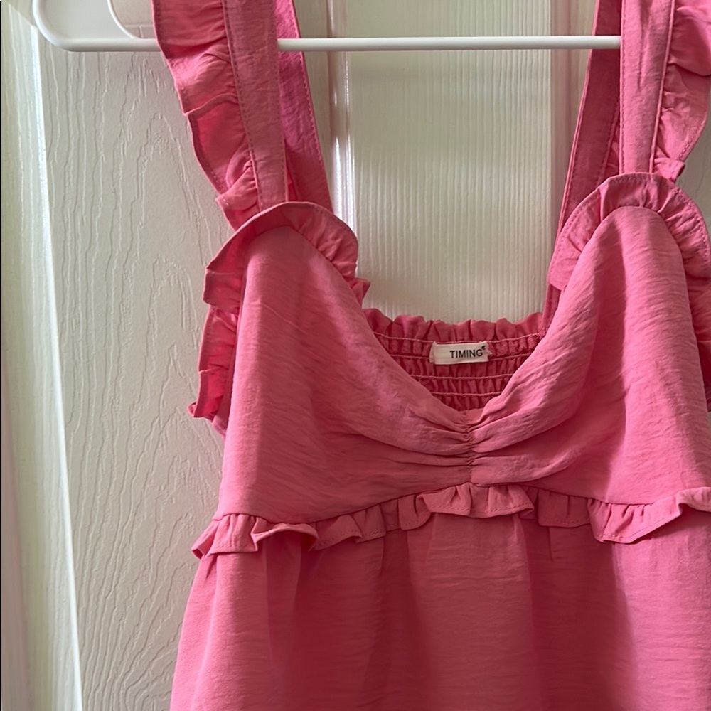 Timing Pink Ruffled Crop Top - Picture 2 of 4